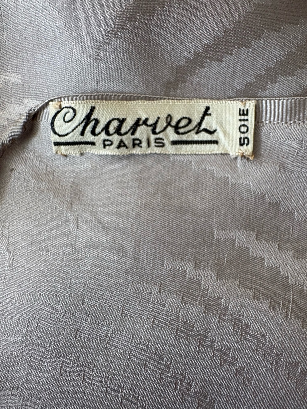 Charvet Paris Silk Scarf in Light Silver-Gray Vintage - Picture 3 of 3